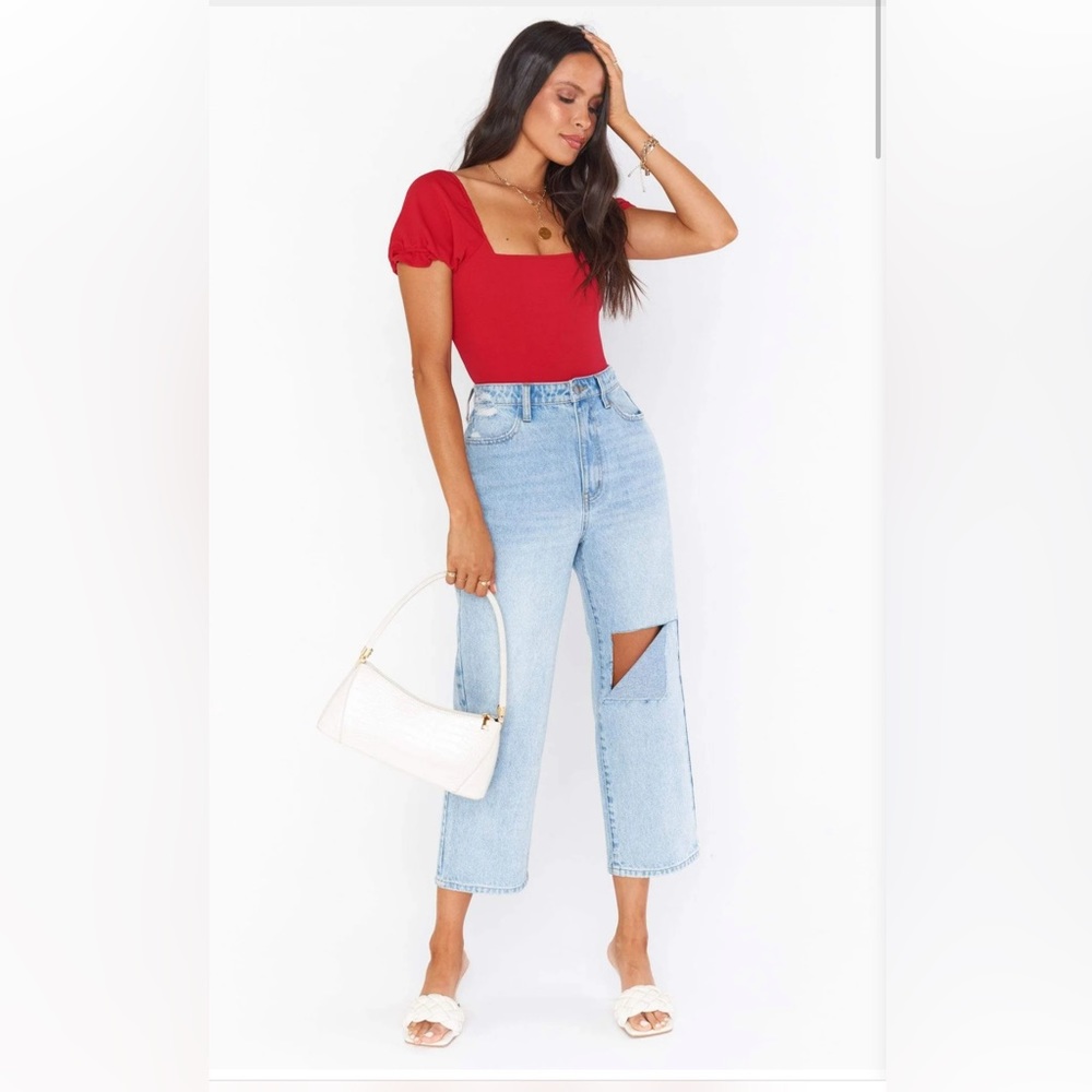 Show Me Your Mumu Baker Bodysuit Red Stretch NWT